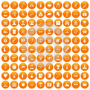 100 antiterrorism icons set orange photo