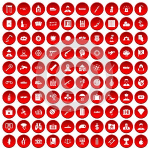 100 antiterrorism icons set red photo
