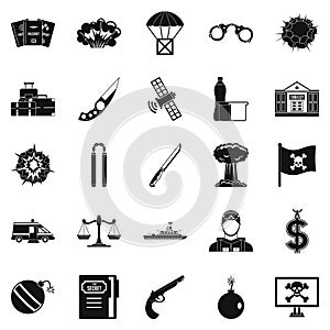 Antiterrorism icons set, simple style photo