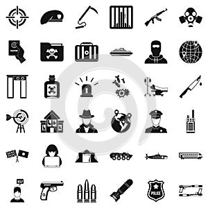 Antiterrorist help icons set, simple style photo