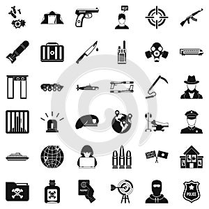 Antiterrorist organization icons set, simple style
