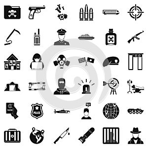 Antiterrorist struggle icons set, simple style photo