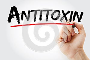 Antitoxin text with marker photo
