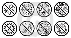 Antiviral and antibacterial icon. Vector icons set