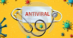 Antiviral theme with mask and stethoscope