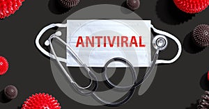 Antiviral theme with mask and stethoscope