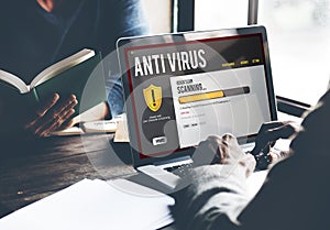 Antivirus Alert Firewall Hacker Protection Safety Concept