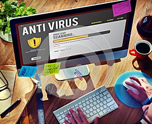 Antivirus Alert Firewall Hacker Protection Safety Concept