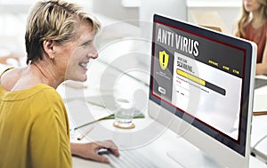 Antivirus Alert Firewall Hacker Protection Safety Concept