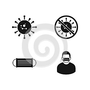 Antivirus, Antibacterial, Antipollution Icon Set.