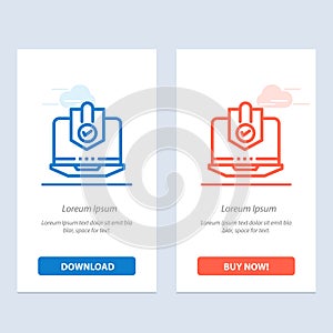 Antivirus, Computer, Internet, Laptop, Protected, Protection, Security  Blue and Red Download and Buy Now web Widget Card Template