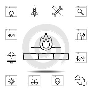 antivirus, firewall icon. Simple thin line, outline vector element of Web Design Development icons set for UI and UX, website or