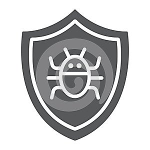 Antivirus glyph icon, technology and protection, software firewall sign, vector graphics, a solid pattern on a white