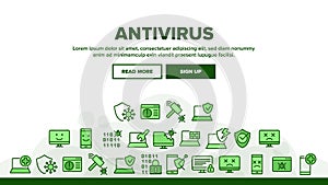 Antivirus Program Landing Header Vector