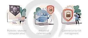 Antivirus security and protection abstract concept vector illustrations.