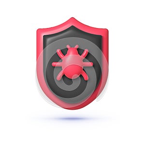 Antivirus shield protection, great design for any purposes. 3d icon with antivirus shield protection for medical design