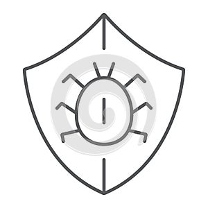 Antivirus thin line icon, security and protection