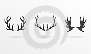 Antlers icon set. Vector illustration of deer antlers