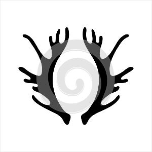 Antlers silhouette elk deer isolated on white background. Icon, logo, design element.