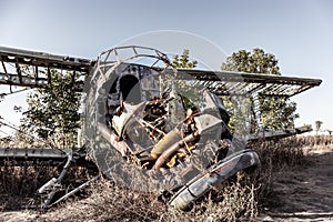 An-2 Antonov plane engine abandoned in old airbase photo