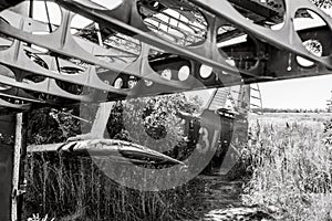 An-2 Antonov plane wing close abandoned in airbase photo