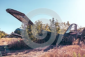 An-2 Antonov soviet biplane abandoned in airbase photo