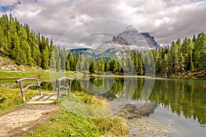 Antorno lake near Misurina in South Tirol Dolomites mountain - Italy