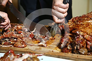 Antrikot and potato kebabs are in wooden . Many Cooking Traditional Azerbaijan asting lamb barbecues . Barbecue is prepared of