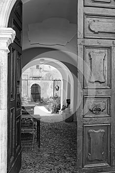 Antrodoco Rieti, Lazio, Italy, old courtyard