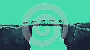 Teamwork Ants Bridge Cliff