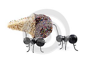 Ants Carrying Cereal Ice Cream Cone