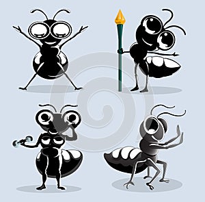 Ants cartoon in various action