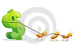 Ants dragging Dollar