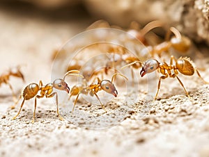 ants marching on a textured surface