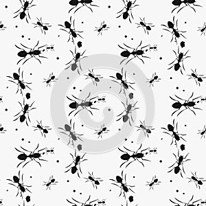 Ants seamless group isolated on white background. Seamless vector illustration eps10