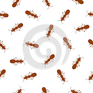 Ants on white background. Seamless background pattern