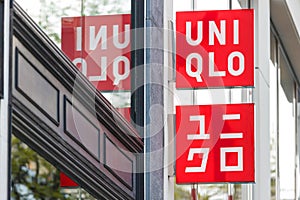 Uniqlo shop sign in antwerp belgium