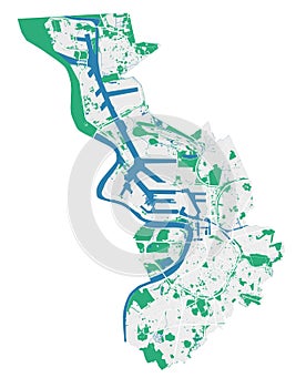 Antwerp map. Detailed map of Antwerp city administrative area. Cityscape urban panorama