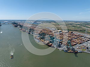 Antwerpen, 9th of August 2022, Belgium. The Port of Antwerp largest seaport in Belgium second largest port in Europe