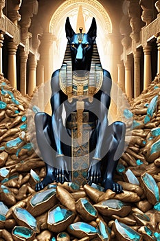 Anubis above a pile of corpses, fantasy, intricate, elegant, highly detailed AI henerated