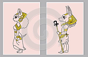 Anubis and Bastet Egyptian god