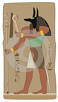 Anubis Egyptian God in vector with egyptian symbol