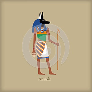 Anubis, God of the dead icon, flat style