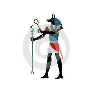 Anubis God of Death, Symbol of Ancient Egyptian Culture Vector Illustration