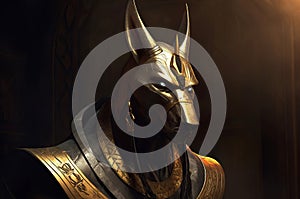 Anubis golden statue. Generate ai