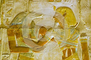 Anubis and Pharoah Seti carving photo