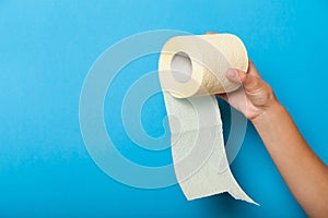 Anus diarrhea concept, paper toilet roll. Hemorrhoids