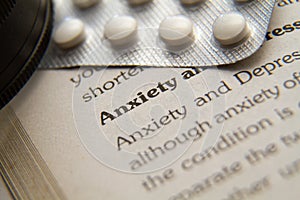 Anxiety and Depression Definition and Medicine depicting the idea