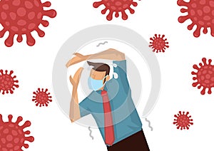 Anxiety fearful man because of the corona virus. Outbreak influenza disease concept