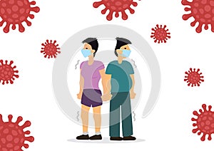 Anxiety fearful people because of the corona virus. Outbreak influenza disease concept